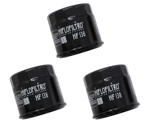 3 Pack Hiflofiltro Oil Filters - HF138 - Suzuki C/M50/90 DL650/1000 GSX600/1000/1300 SV650/1000