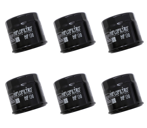 6 Pack Hiflofiltro Oil Filters - HF138 - Suzuki C/M50/90 DL650/1000 GSX600/1000/1300 SV650/1000