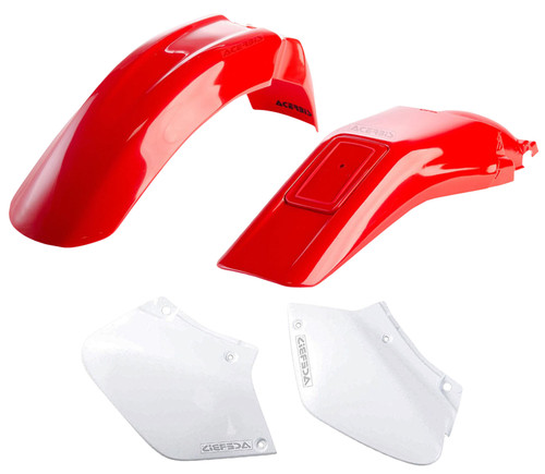 Acerbis Red Front & Rear Fender w/ White Side Panels Kit - Honda XR250 XR400