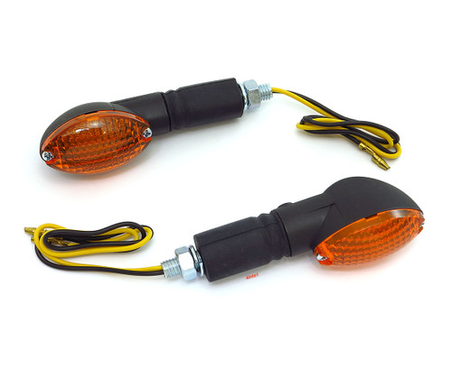 Black Cat Eye Turn Signals - Amber Lens - Single Filament