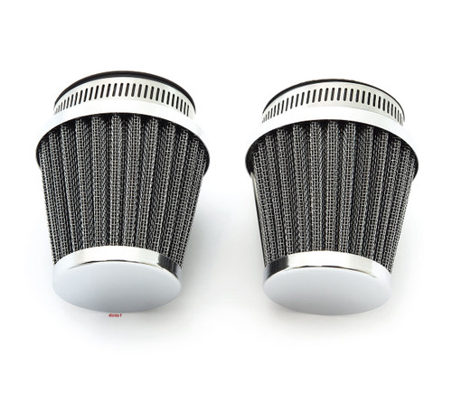 Set of 2 Chrome Pod Filters - 50mm - Honda CB/CL350/360/450 CB500T