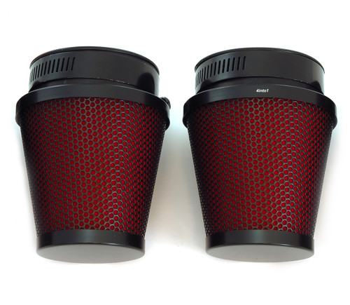 Set of 2 Black & Red Pod Filters - 50mm - Honda CB/CL350/360/450 CB500T