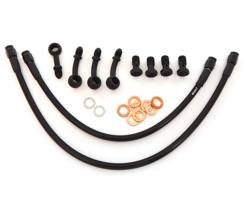 Stainless Steel Brake Line Kit - Black - 35 Degree Caliper Mount - Honda CB360/450/500/550/750