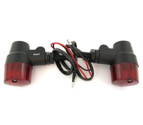 Black Aluminum Turn Signals - Red Lens - Single Filament