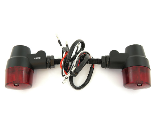 Black Aluminum Turn Signals - Red Lens - Dual Filament