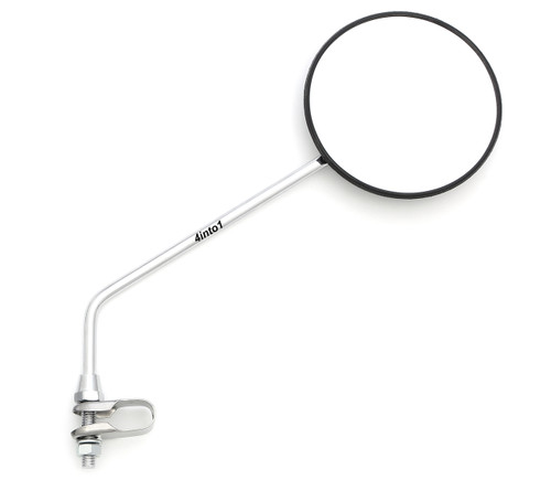 Round Black and Chrome Mirror - Clamp On - 8mm