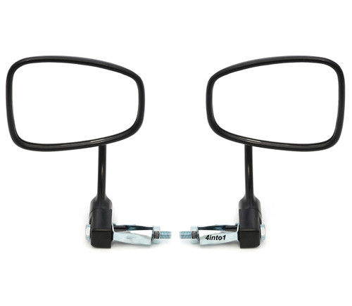 Black Folding Bar End Mirror Set - Cafe Racer