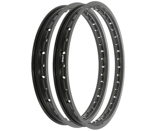 Rising Sun Black Aluminum Rim Set - Honda CB350K Super Sport - 1968-1973