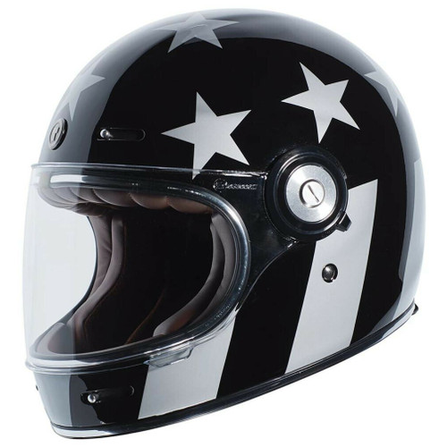 Torc T1 Retro Motorcycle Helmet - Captain Vegas Gloss Black - Large (CLOSEOUT)