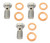Set of 3 - Short Aluminum Banjo Bolts With Crush Washers - Chrome