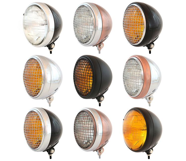 7" Bottom Mount Motorcycle Headlight Spotlight w/ Grill Black Bronze Amber 7" Bottom Mount Motorcycle Headlight Spotlight w/ Grill Black Bronze Amber