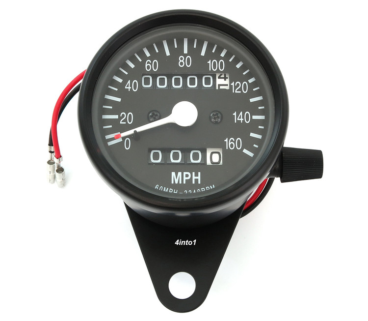 Mini Speedometer w/ Trip Meter - 2240:60 - Black - MPH