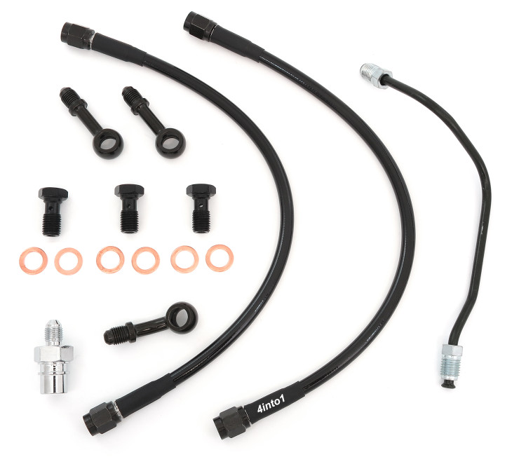 Stainless Steel Brake Line Kit w/Brake Pipe - Black - Honda CB750K