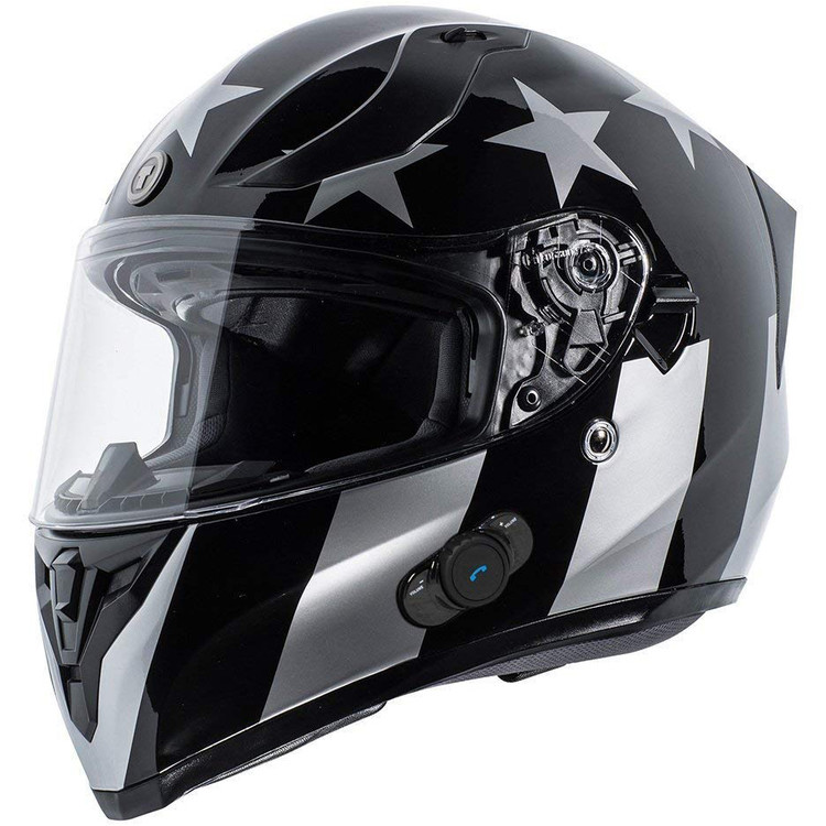 Torc T15B Bluetooth Motorcycle Helmet - Gloss Black Captain Shadow