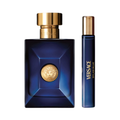 SET VERSACE 3PC DYLAN BLUE POUR HOMME 3.4 EDT+0.33 EDT SPRAY+BLACK TROUSSE (M) HARD BOX
