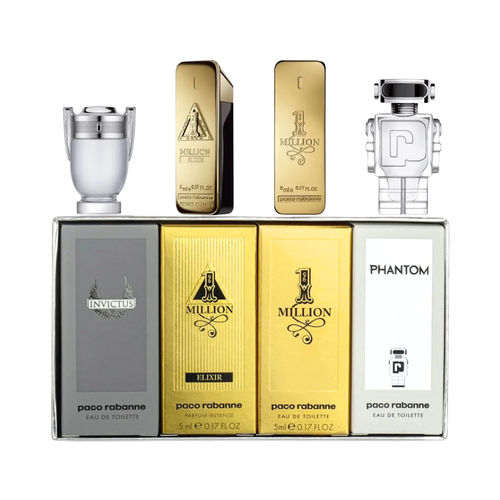 SET PR PACO RABANNE 4PC MEN COLLECTION 0.17 EDT/PARFUM 1 MILLION EDT+1 MILLION ELIXIR PARFUM INTENSE+INVICTUS EDT+PHANTOM EDT (M) COFFRET HARD BOX