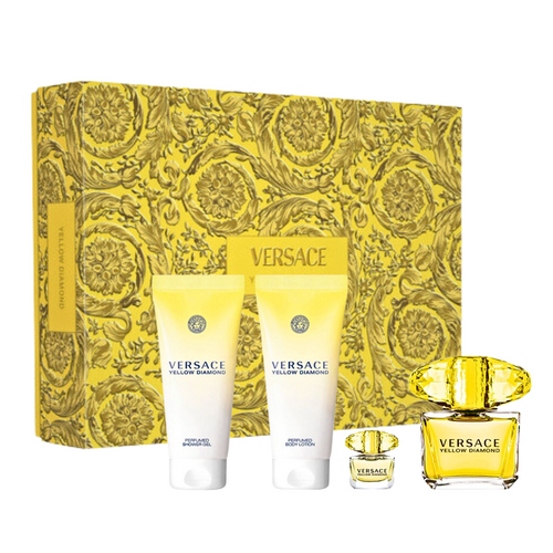 SET VERSACE 4PC YELLOW DIAMOND 3.0 EDT+3.4 SG+3.4 BL+0.17 EDT MINI (W) HARD BOX