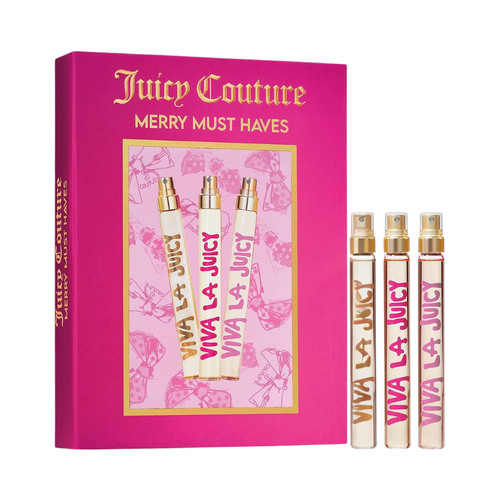 SET JC JUICY COUTURE 3PC MERRY MUST HAVES VIVA LA JUICY COLLECTION 0.33 EDP VIVA LA JUICY+GOLD COUTURE+SUCRE (W) COFFRET CSR HARD BOX