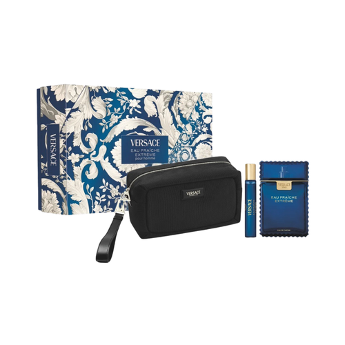 SET VERSACE 3PC EAU FRAICHE EXTREME 3.4 EDP+0.34 EDP SPRAY+POUCH (M) HARD BOX