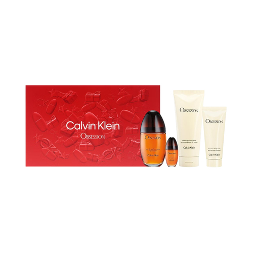 SET CK CALVIN KLEIN 4PC OBSESSION 3.3 EDP+6.7 BL+3.4 SG+0.5 EDP (W) RED HARD BOX