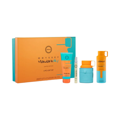 SET ARMAF 4PC ODYSSEY MANDARIN SKY 3.4 EDP+0.34 EDP SPRAY+3.4 SG+6.8 BODY SPRAY (M) HARD BOX