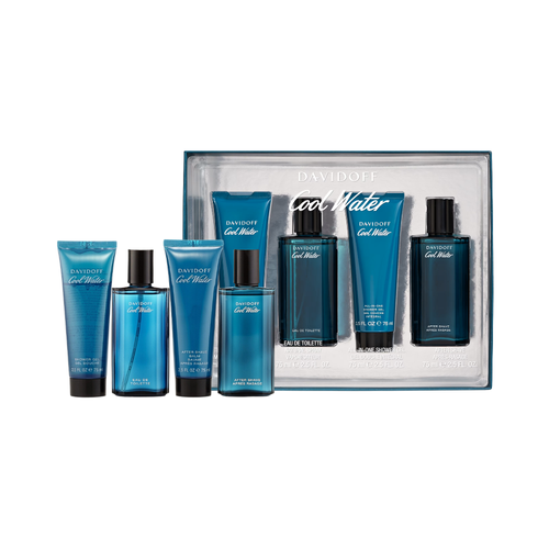 SET DAVIDOFF 4PC COOL WATER 2.5 EDT+2.5 ASB+2.5 SG+2.5 AS (M) SOFT WINDOW BOX ~