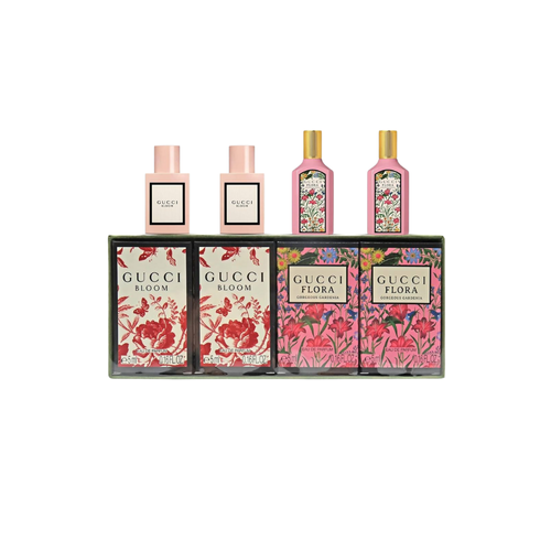SET GUCCI 4PC GARDEN COLLECTION 0.16 EDP SPLASH (2) BLOOM+(2) FLORA GORGEOUS GARDENIA (W) COFFRET