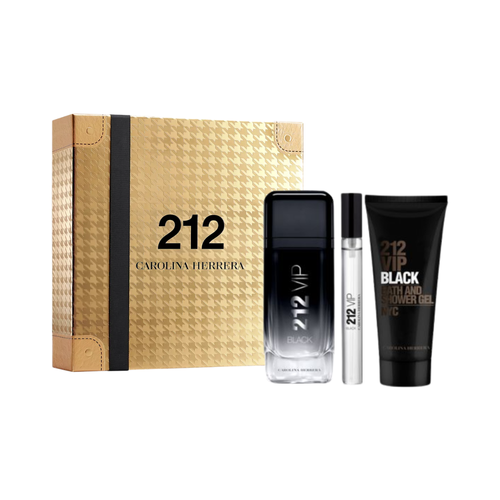 SET CH CAROLINA HERRERA 3PC 212 VIP BLACK 3.4 EDP+0.34 EDP+3.4 SG (M) HARD BOX