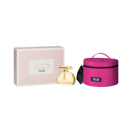 SET TOUS 2PC TOUCH THE ORIGINAL GOLD 3.4 EDT+VANITY CASE (W) HARD BOX