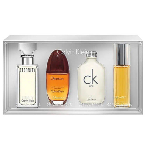Set CK Calvin Klein Coffret 4PC 0.5 Mini EDP Spray Escape+CK One+Eternity+Obsession (W) Display Box