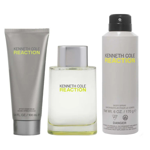 Set Kenneth Cole 3PC Reaction 3.4 EDT+6.0 Body Spray+3.4 ASB (M) Soft Window Box