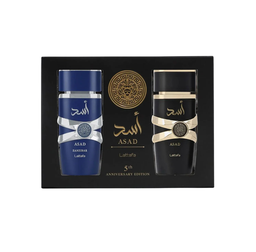 SET LATTAFA 2PC 5TH ANNIVERSARY EDITION DUO ASAD 3.4 EDP+ASAD ZANZIBAR 3.4 EDP (M) SOFT DISPLAY BOX