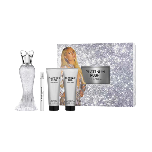 SET PH PARIS HILTON 4PC PLATINUM RUSH 3.4 EDP+0.34 EDP+3.0 BL+3.0 SG (W) HARD BOX
