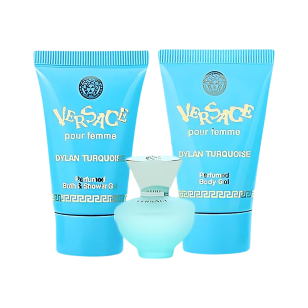 SET VERSACE 3PC DYLAN TURQUOISE POUR FEMME 0.17 EDT+0.8 SG+0.8 BL (W)