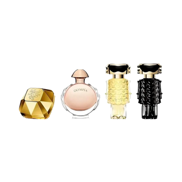 SET PR PACO RABANNE 4PC WOMEN COLLECTION EDP/PARFUM LADY MILLION 0.17 EDP+OLYMPEA 0.20 EDP+FAME 0.14 EDP+FAME 0.14 PARFUM (W) COFFRET HARD BOX