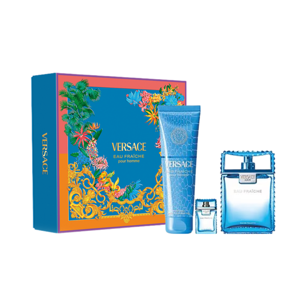 SET VERSACE 3PC MAN EAU FRAICHE 3.4 EDT+5.0 BATH&SG+0.17 EDT SPRAY (M) HARD BOX