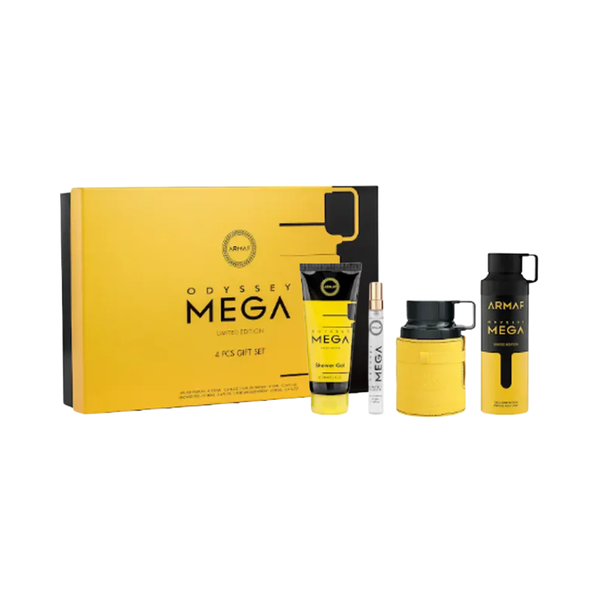 SET ARMAF 4PC ODYSSEY MEGA 3.4 EDP+0.34 EDP SPRAY+3.4 SG+6.8 BODY SPRAY (M) HARD BOX