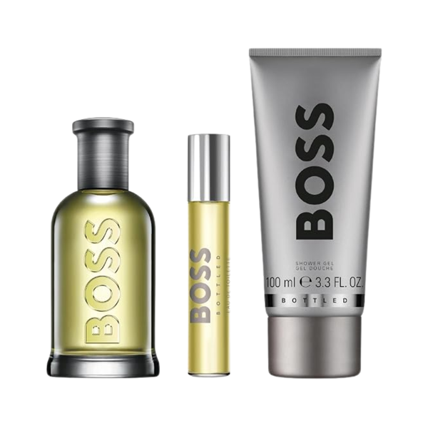 SET HB HUGO BOSS 3PC BOSS BOTTLED 3.3 EDT+0.33 EDP SPRAY+3.3 SG (M) HARD BOX