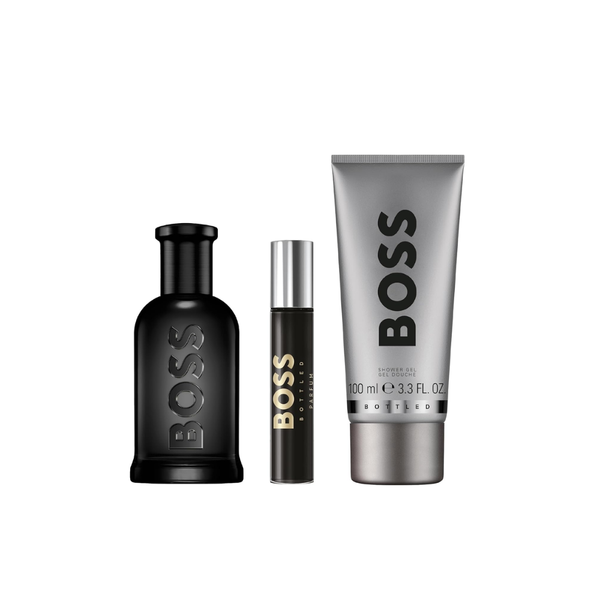 SET HB HUGO BOSS 3PC BOSS BOTTLED PARFUM 3.3 PARFUM+0.33 PARFUM SPRAY+3.3 SG (M) HARD BOX