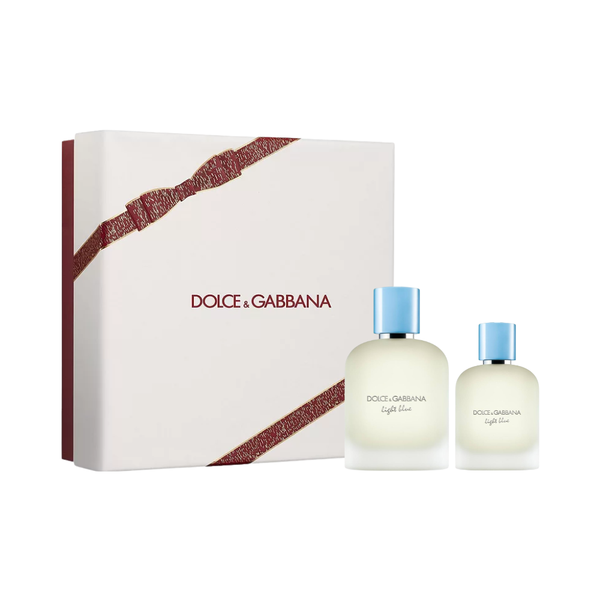 SET D&G DOLCE & GABBANA 2PC LIGHT BLUE POUR HOMME 3.4 EDT+1.7 EDT (M) RED WHITE HARD BOX