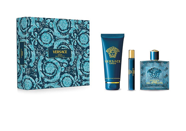 Set Versace 3pc Eros 3.4 Edt+5.0 Sg+0.17 Edt Mini (M)