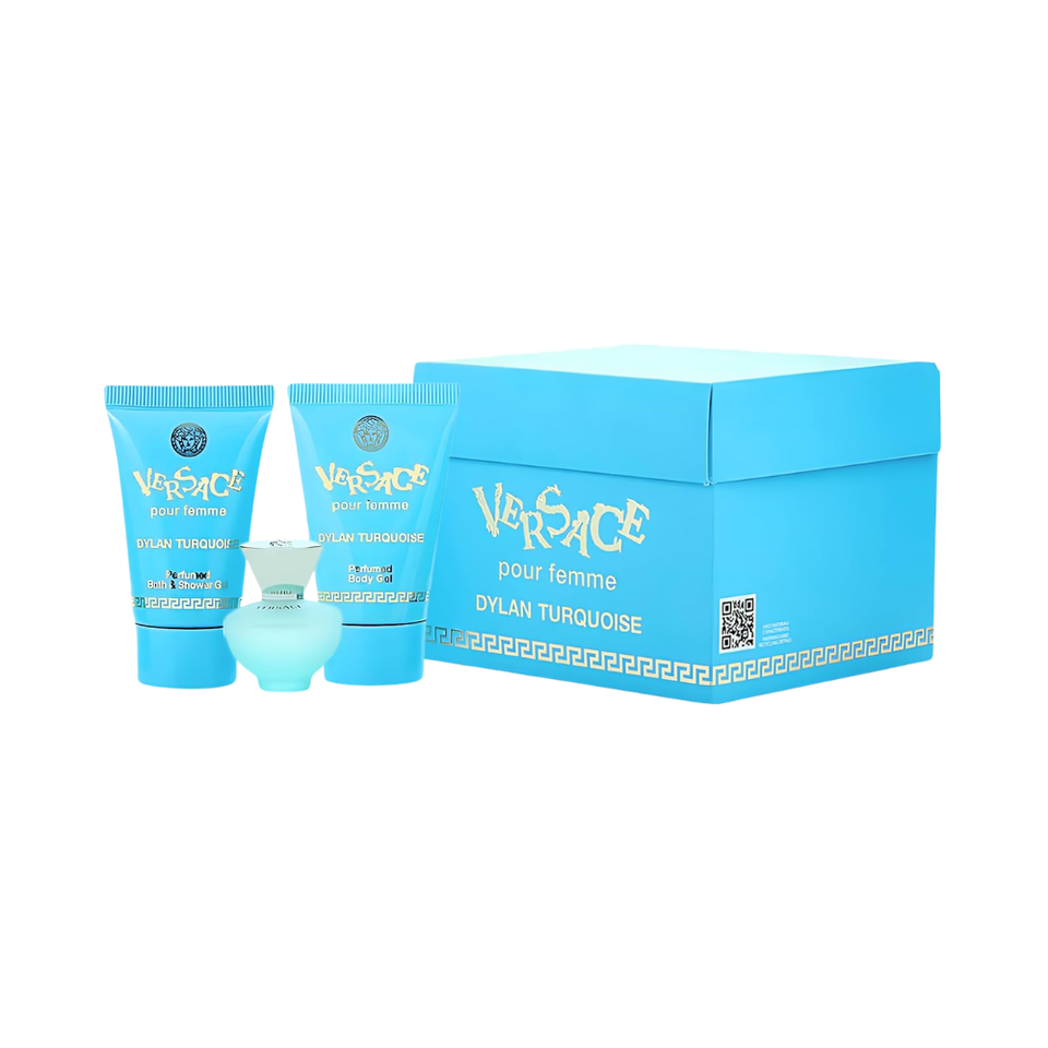 SET VERSACE 3PC DYLAN TURQUOISE POUR FEMME 0.17 EDT+0.8 SG+0.8 BL (W)