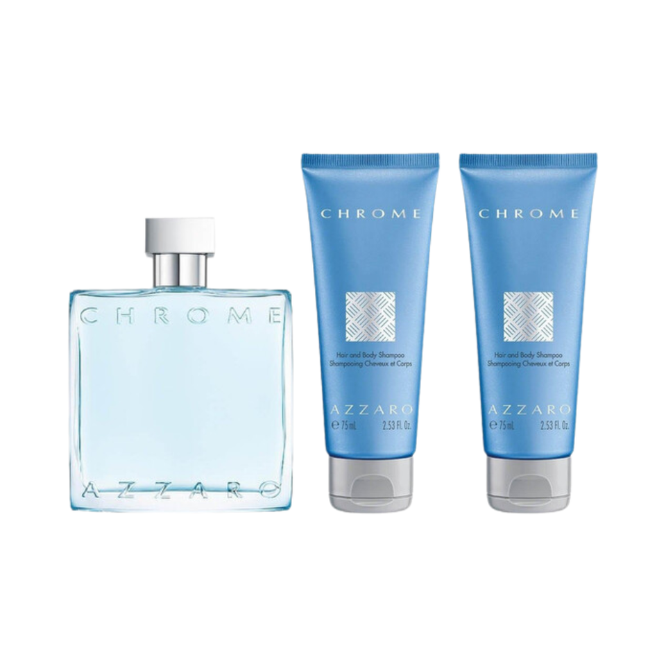 SET AZZARO 3PC CHROME 3.3 EDT+2.53 SHAMPOO (2) (M) HARD BOX