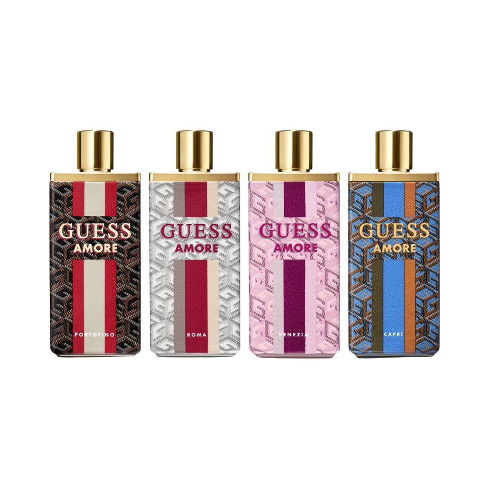 SET GUESS 4PC AMORE COLLECTION 0.25 EDT PORTOFINO+ROMA+CAPRI+VENEZIA (W) COFFRE