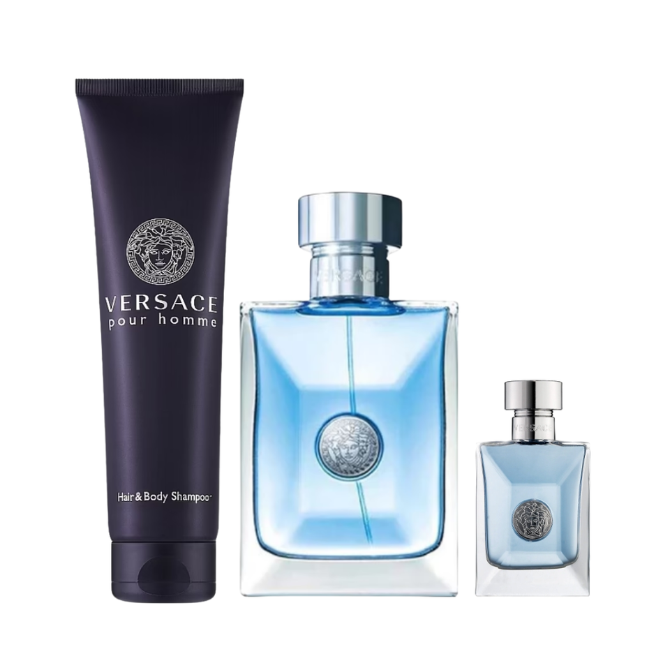 SET VERSACE 3PC POUR HOMME 3.4 EDT+5.0 SG+0.17 EDT MINI (M) HARD BOX