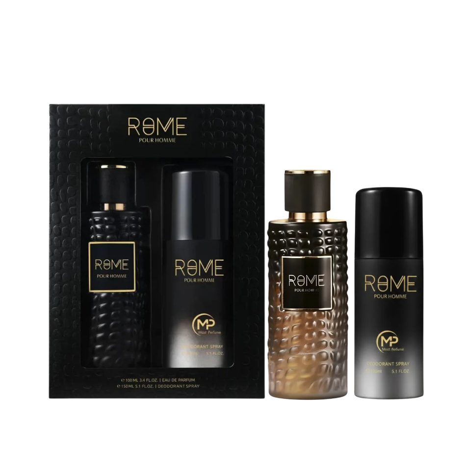 SET MAST PERFUME 2PC ROME POUR HOMME 3.4 EDP+5.1 DEO SPRAY (M) SOFT WINDOW BOX