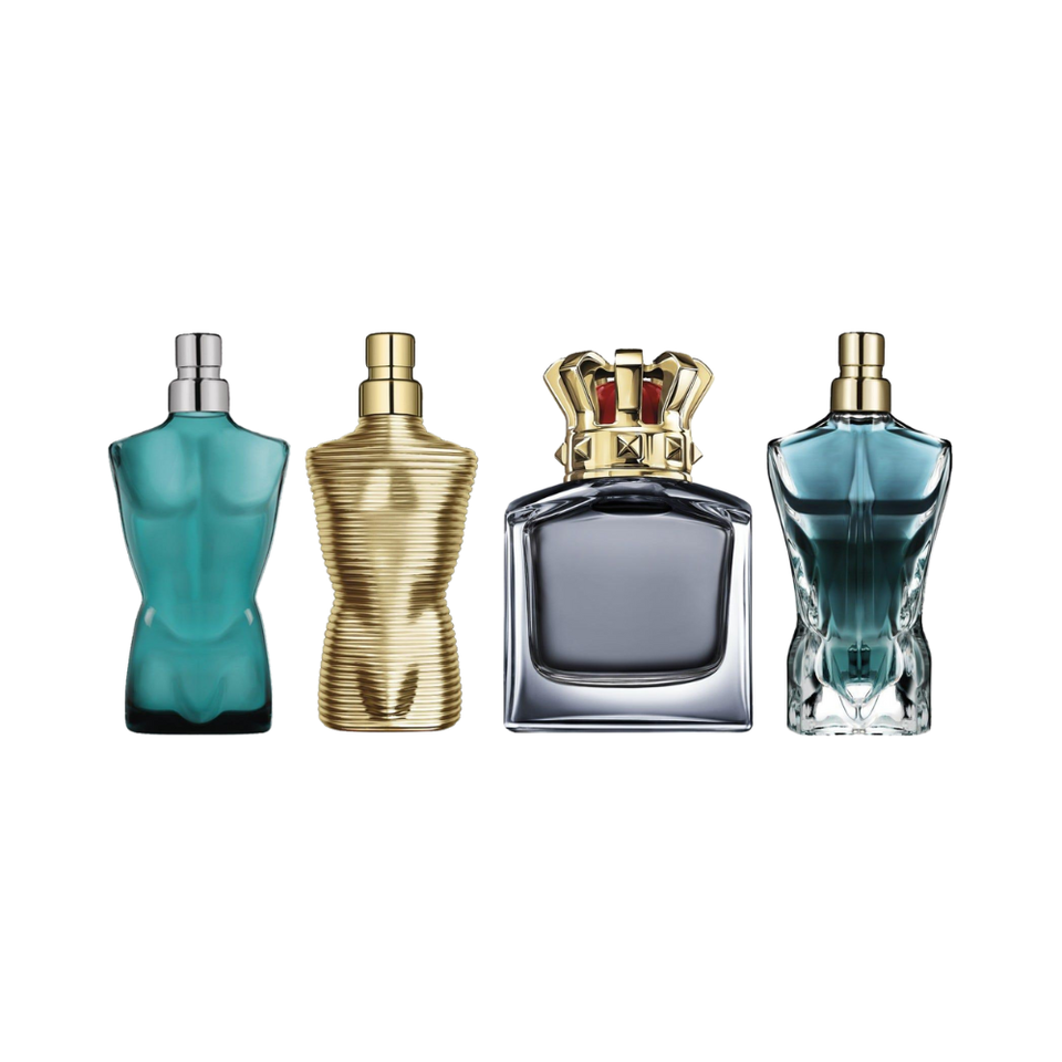 SET JPG JEAN PAUL GAULTIER 4PC MASCULINE MINI COLLECTION 0.20 EDT LE MALE+SCANDAL+LE MALE ELIXIR+BEAU (M) SOFT BOX COFFRET