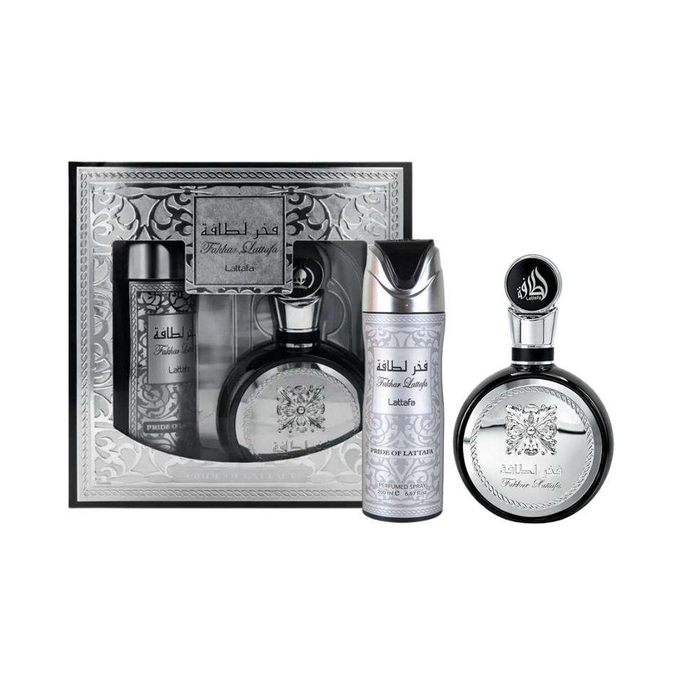 SET LATTAFA 2PC FAKHAR FOR MEN 3.4 EDP+6.8 DEO SPRAY (M) SOFT WINDOW BOX