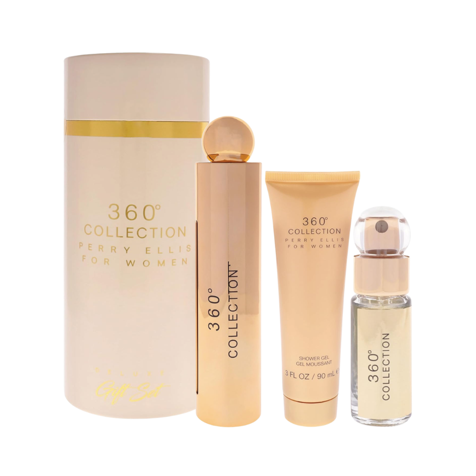 SET PE PERRY ELLIS 3PC 360 COLLECTION FOR WOMEN 3.4 EDP+3.0 SG 0.25 EDP SPRAY (W) DELUXE CANNISTER