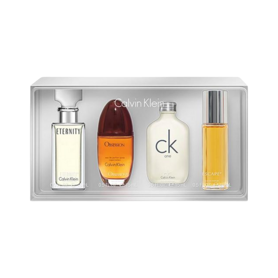 SET CK CALVIN KLEIN 4PC WOMEN COLLECTION 0.5 EDP SPRAY ETERNITY+OBSESSION+ONE+ESCAPE (W) COFFRET WINDOW BOX